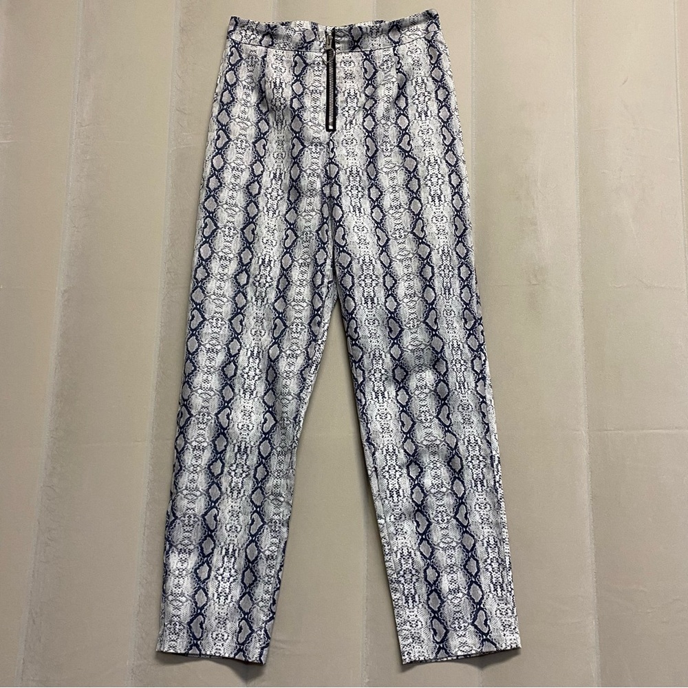 Princess Polly Women’s Pants Size 2 Serpent Snake Print Zip Front High Rise